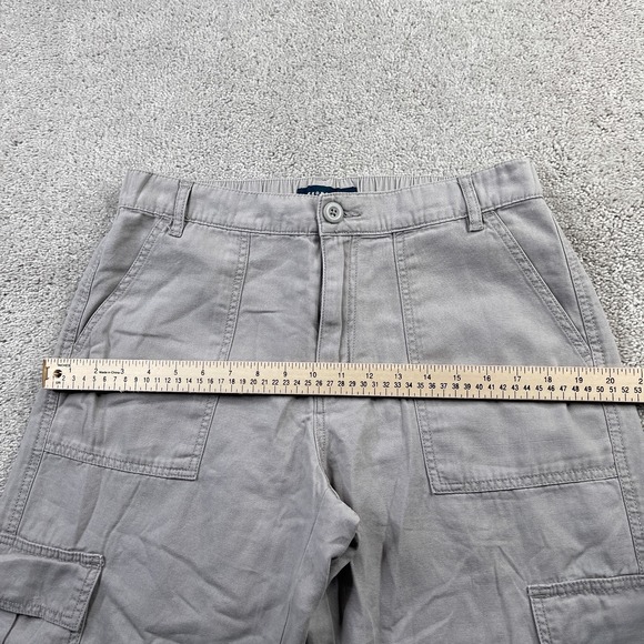 Aeropostale Pants Womens Medium Short Grey Canvas Utility Cargo Wide Leg Baggy - Picture 7 of 16